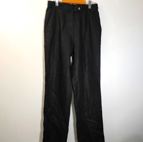 Elliott Lauren 100% Linen Pants Black Size 14 - Picture 1 of 5